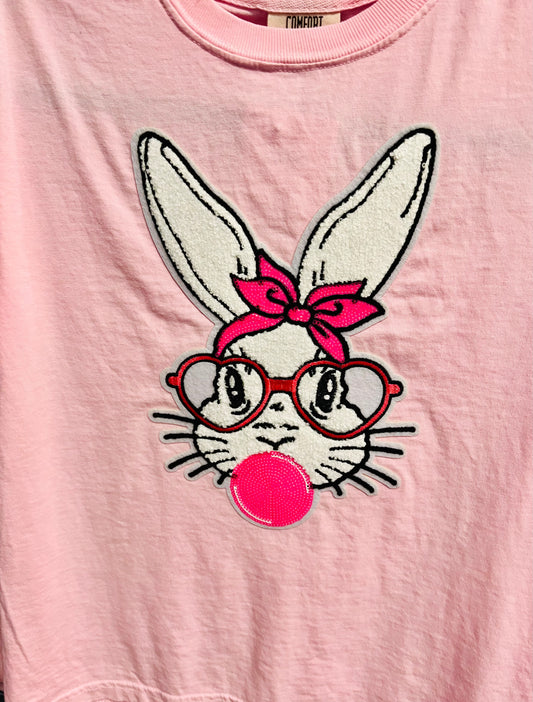 Bubble Bunny Sequin Patch Comfort Color Tee