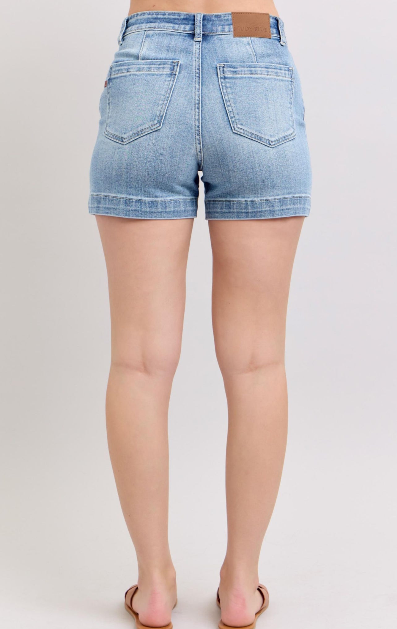 High Rise light Wash Trouser Shorts