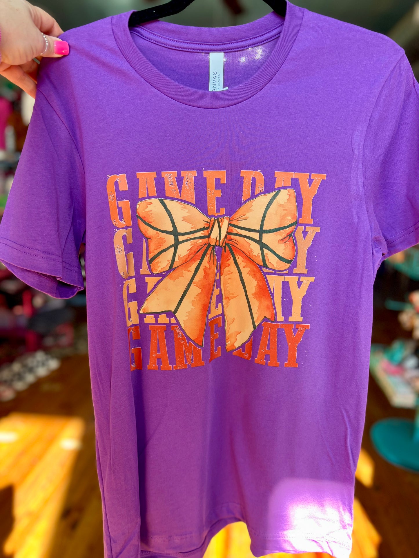 Game Day Basketball Bow tee