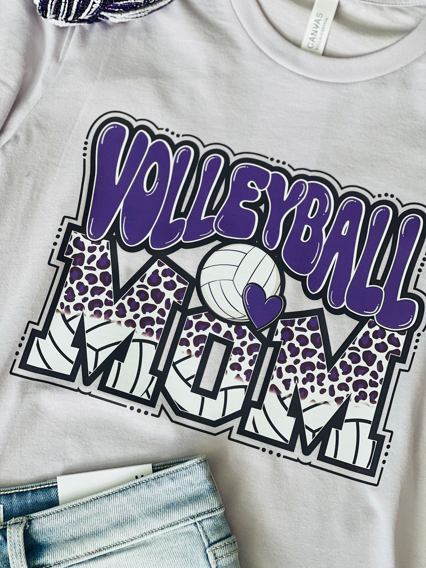 VolleyBall Mom Tee on Lilac Bella Canvas