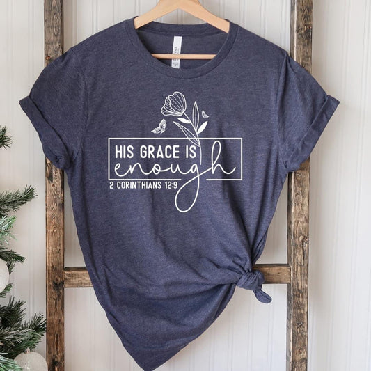 His Grace is Enough Navy Tee