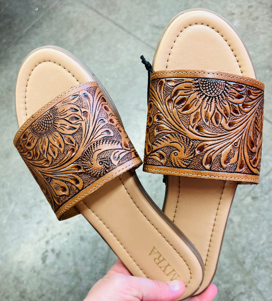 Tooled Leather Sandals