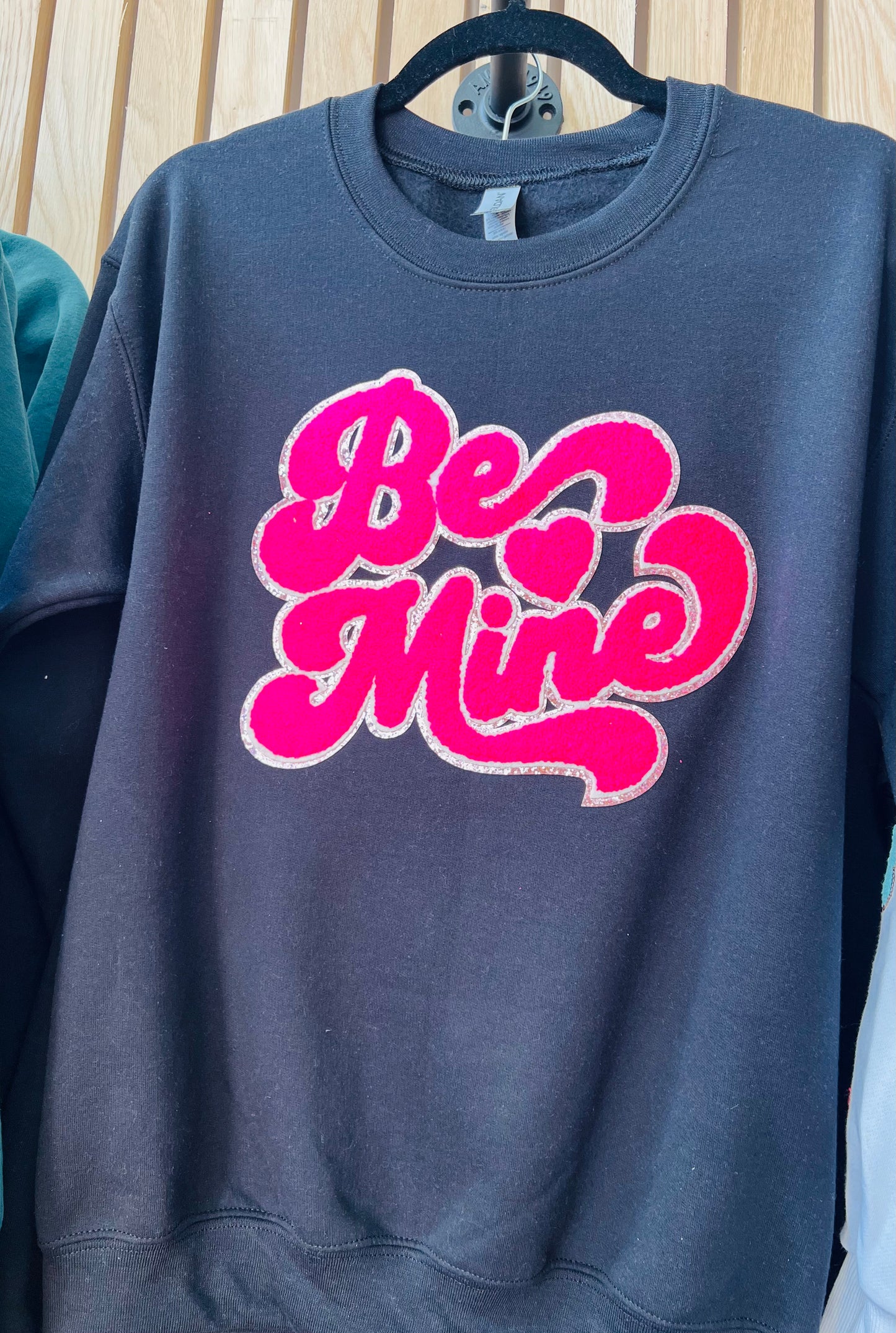 BE MINE chenille Patch Crewneck