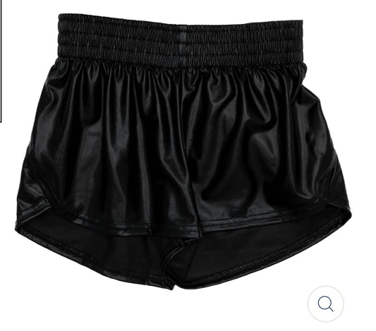 Metallic Black Athletic Shorts