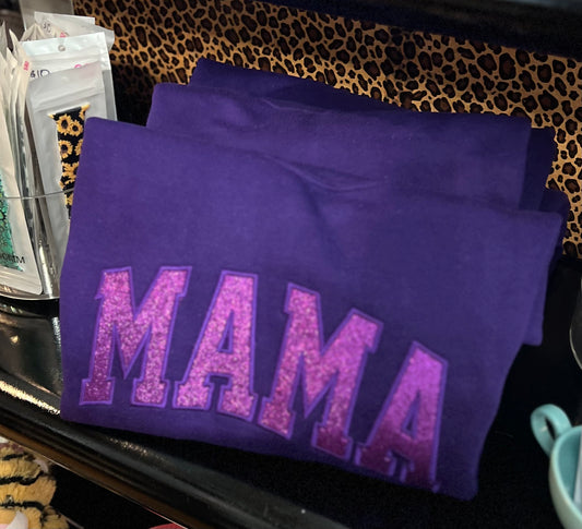 MAMA Glitter Embroidered Crewnecks