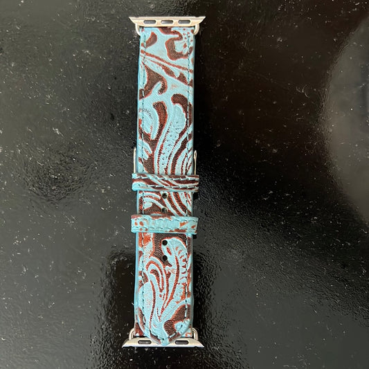 Tooled Leather Turquoise Watchbands