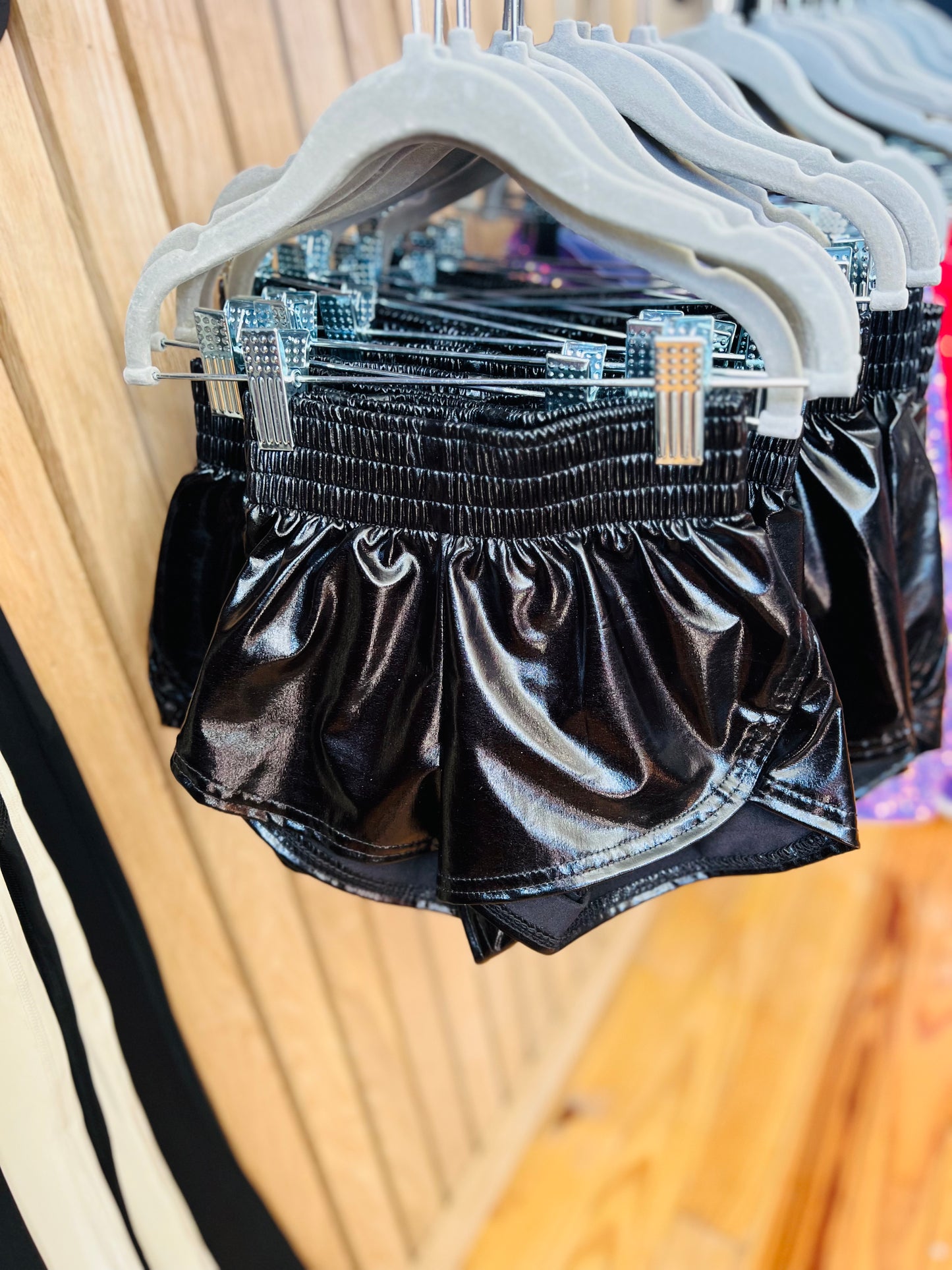 Metallic Black Athletic Shorts