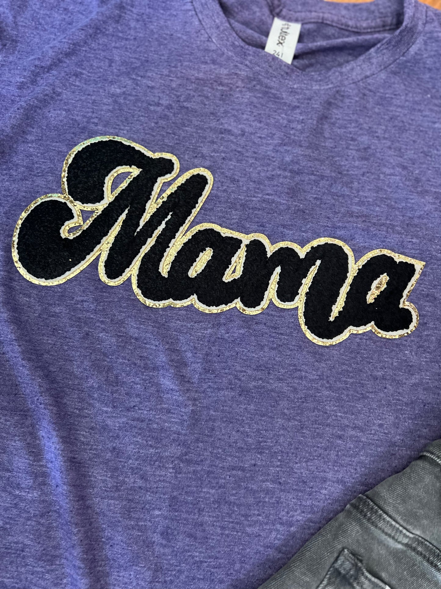 MAMA chenille patch purple Tee