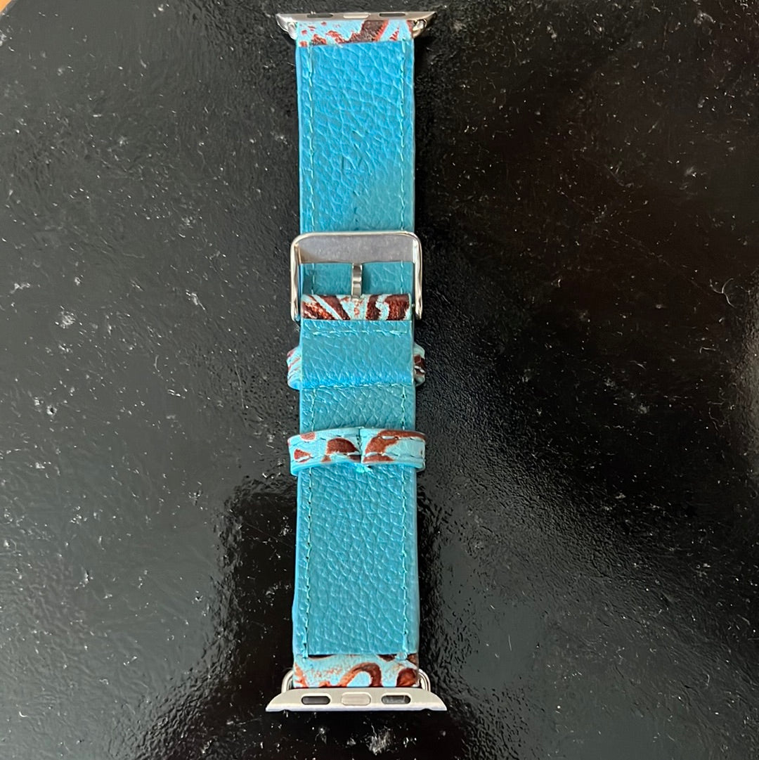 Tooled Leather Turquoise Watchbands