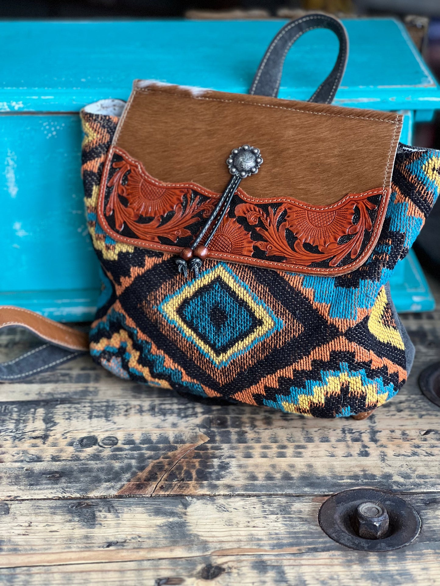 Southwestern Tooled Backpack Bag